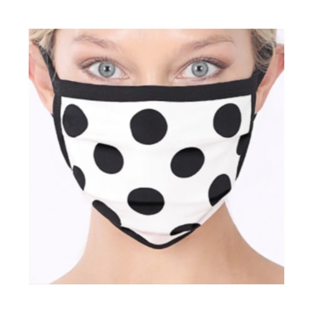Black White Polka Dot Face Mask | Reusable Retro Y2K Cute